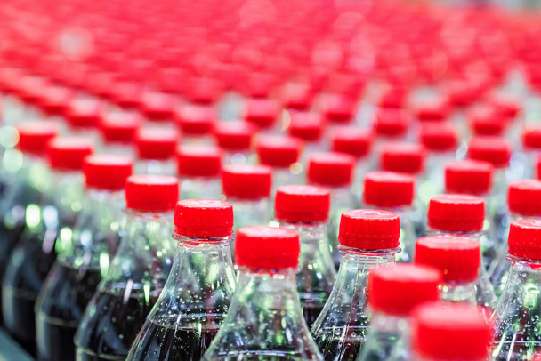 Soft drink bottling line at a factory - Photo, Image