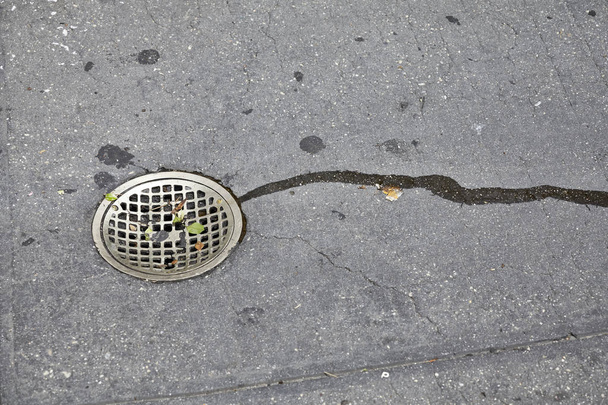 Rainwater drainage grate in a street of New York, USA. - Photo, Image