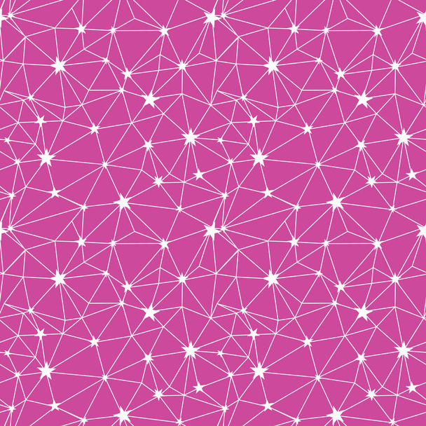 Pink white stars network vector seamless pattern. - Vector, afbeelding