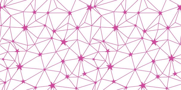 Pink stars network vector seamless pattern. - Wektor, obraz