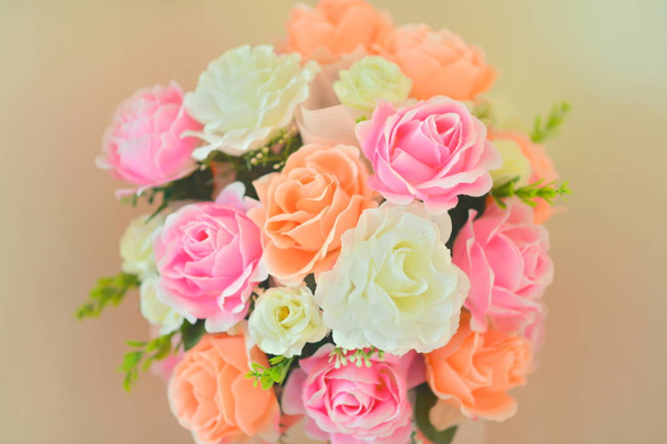 Pastel Rose Artificial Flowers bouquet - 写真・画像