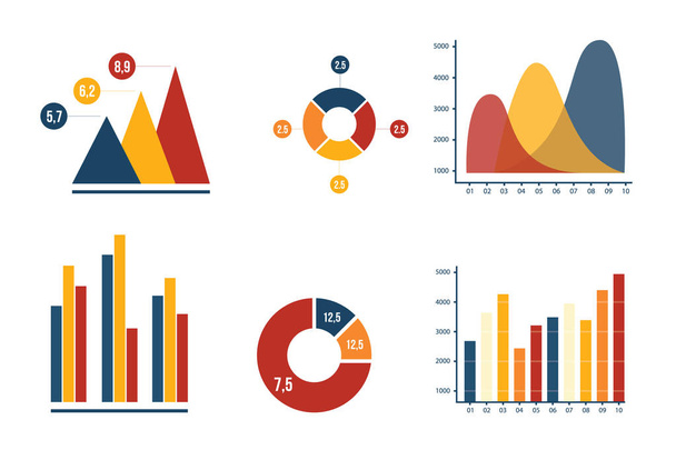 бизнес-маркетинг графика и круговой диаграммы с векторной иллюстрацией коллекции цветов
 - Вектор,изображение