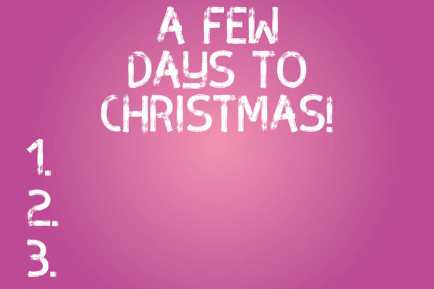 Conceptual hand writing showing A Few Days To Christmas. Business photo text Count down to xmas Winter celebration ending of year Color Rectangular Shape Outline and Round Beam in Center. - Photo, Image
