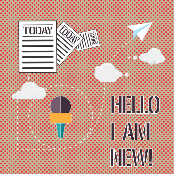 A Word a szöveg írása Hello, én új vagyok. Üzleti koncepció bevezetése magát az ismeretlen találat újszülött-ban a csapat információs, és okiratok halad keresztül Cloud Hosting gyors szállítási adatok. - Fotó, kép