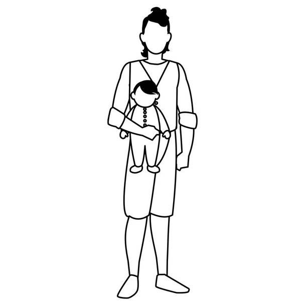 Παλιά ο άνθρωπος και το μωρό σχεδιασμού - Διάνυσμα, εικόνα
