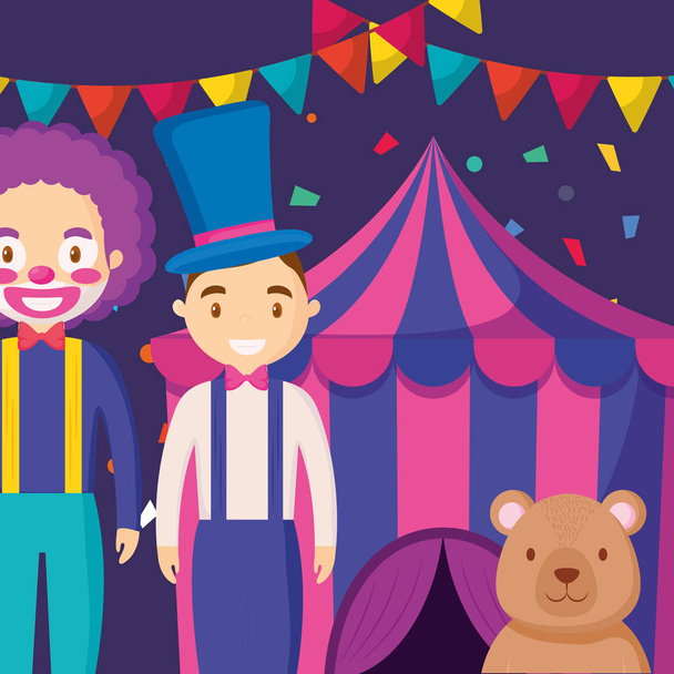 tenda circo con orsacchiotto disegno vettoriale illustrazione
 - Vettoriali, immagini