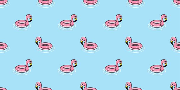Flamingo seamless pattern vector swimming ring pool pink Flamingos exotic bird tropical summer scarf isolated repeat wallpaper tile background cartoon illustration - ベクター画像
