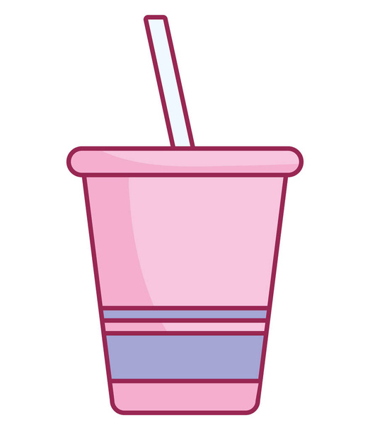 plastic cup with straw - Vector, Image