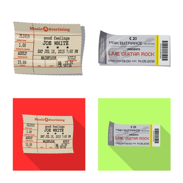 Isolated object of ticket and admission sign. Set of ticket and event stock symbol for web. - Vector, Image