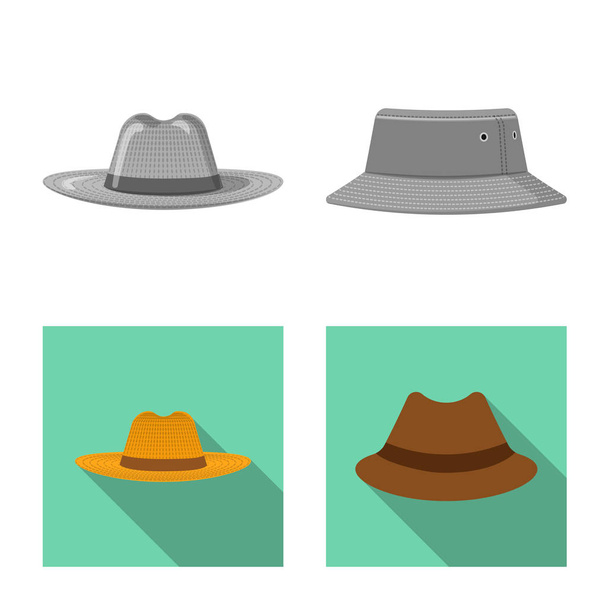 Vector design of headgear and cap icon. Set of headgear and accessory vector icon for stock. - Vetor, Imagem
