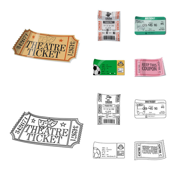 Vector design of ticket and admission icon. Set of ticket and event stock symbol for web. - Vector, Image