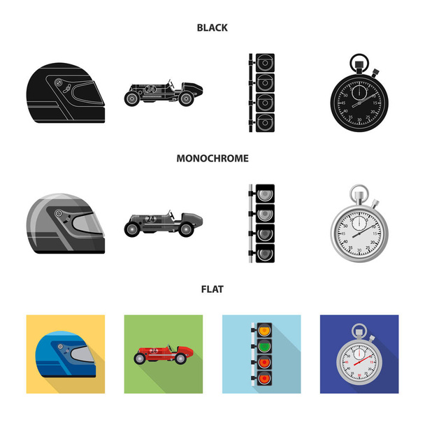 Diseño vectorial del coche y el icono del rally. Colección de coche y la raza icono de vectores para la acción
. - Vector, imagen