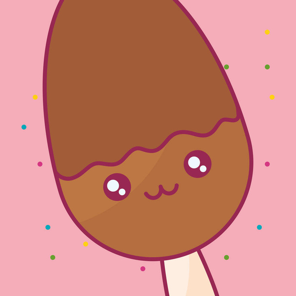 lindo helado en palo kawaii carácter
 - Vector, imagen