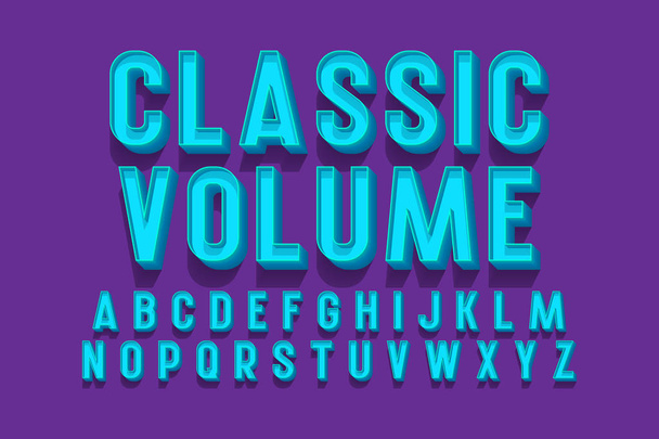 Classic volume isolated english alphabet. 3d letters retro font. - Vector, Image