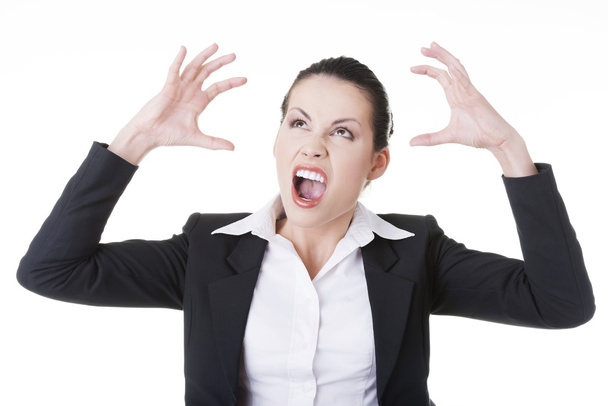 gestresste oder wütende Geschäftsfrau schreit - Foto, Bild