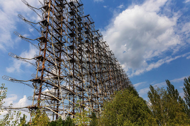 Large antenna field. Soviet radar system "Duga" at Chernobyl nuclear power plant. ABM missile defense. Antenna field, over-the-horizon radar. Military object of USSR ABM. Secret Soviet Chernobyl -2 - Photo, Image