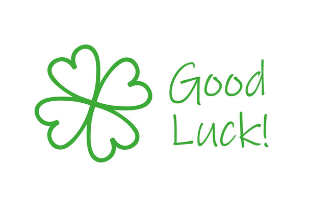 green four-leaf clover and good luck typography - Vector, Image