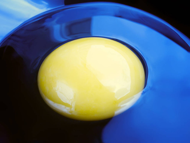 tejtermékek és rusztikus mezőgazdasági élelmiszer koncepció - stílusú, friss tojás sárgája, elegáns látványt - Fotó, kép