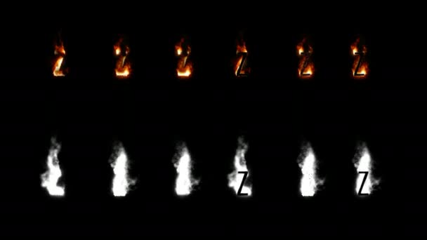 Égő betűtípus az alfa-csatornát. Négy különbség típusú tűz. A betűket és számokat. Levelet Z - Felvétel, videó