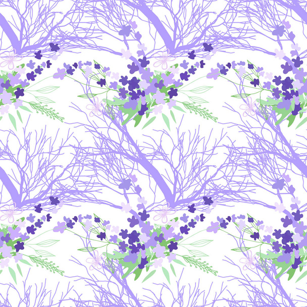 Seamless pattern with summer flowers and leaves on a white background - Fotoğraf, Görsel