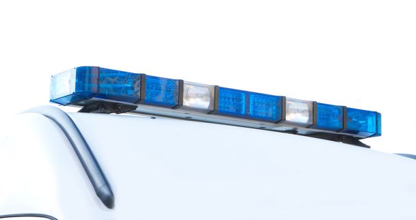 police emergency lights with blue surrounding light - Photo, Image