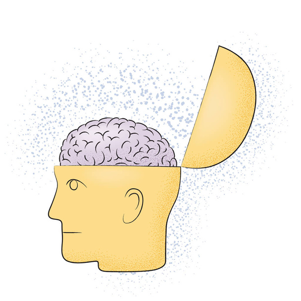 Symboliczny rysunek głowy z mózgu - Wektor, obraz
