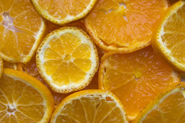 closeup view of slices of orange fruits - Foto, Imagen