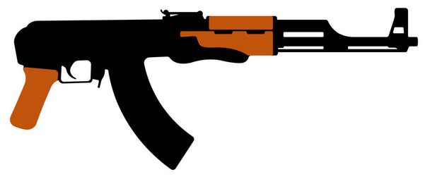 Напад кулемет гвинтівка Калашников, АК-47. Силует Векторні ілюстрації - Вектор, зображення