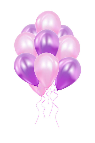 Ρεαλιστική 3d μωβ ballons εικονογράφηση φορέα. EPS 10. Πολύχρωμο Ballon γυαλιστερό. Μπαλόνια απομονωμένες κοροϊδεύω για επέτειο, πάρτι γενεθλίων. Στοιχείο του σχεδιασμού. Γάμος, εκκίνηση διακόσμηση. - Διάνυσμα, εικόνα