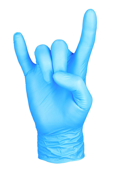 photo hand isolated glove gesture rockenroll / hand in rockenroll position - Фото, изображение