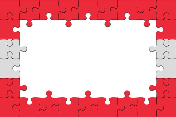 Frame of Austria Flag Jigsaw Puzzle Pieces With Copy Space, 3d illustration - Zdjęcie, obraz