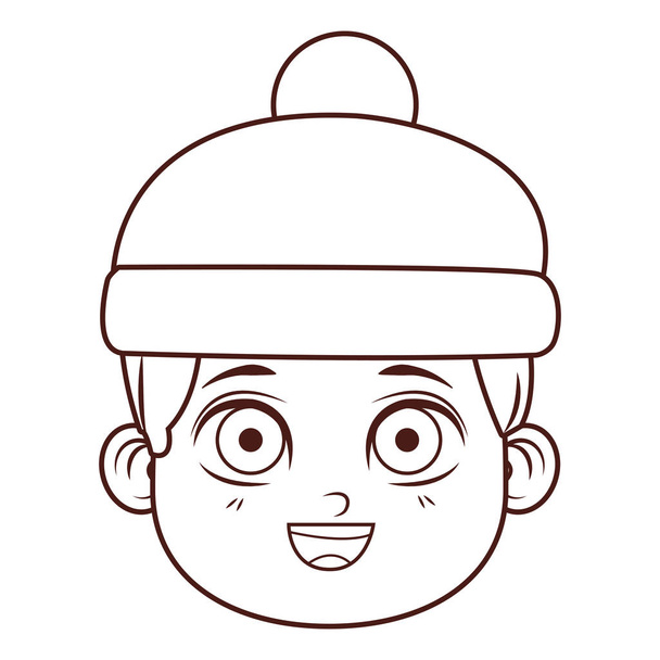 bonito inverno menino rosto desenho animado vetor ilustração gráfico design
 - Vetor, Imagem