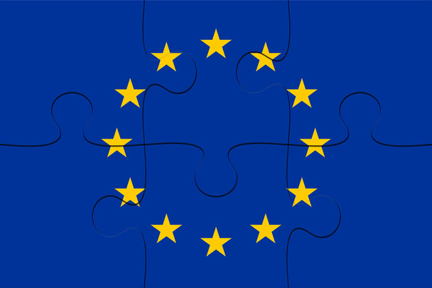 EU Flag Jigsaw Puzzle, 3d illustration - Photo, Image