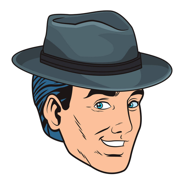 pop art homme visage avec chapeau dessin animé vecteur illustration graphisme
 - Vecteur, image