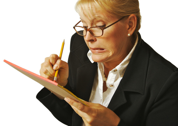 θηλυκό διαγράφει λάθος σχετικά με το σημειωματάριο - Φωτογραφία, εικόνα