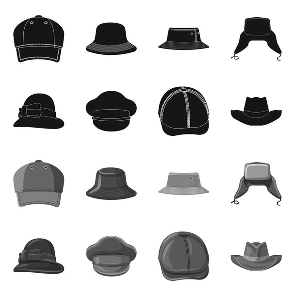 Isolated object of headgear and cap icon. Set of headgear and accessory vector icon for stock. - Διάνυσμα, εικόνα