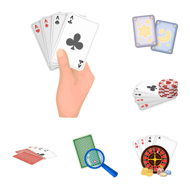 Vektor-Design von Spiel und magische Ikone. Sammlung von Spiel- und Poker-Aktienvektorillustrationen. - Vektor, Bild
