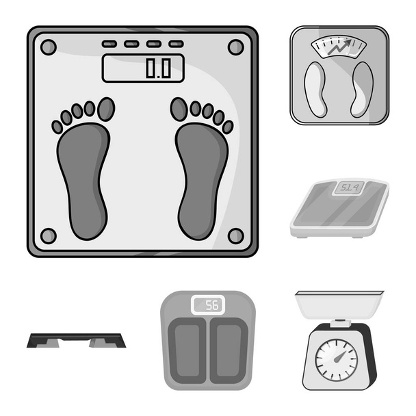 Vector illustration of weight and lab sign. Set of weight and kitchen vector icon for stock. - Vector, Imagen