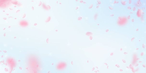 Sakura szirmok hullanak le. Romantikus rózsaszín virágok  - Vektor, kép