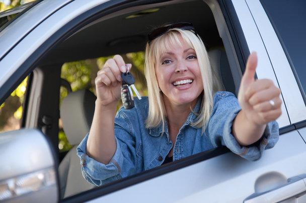 Happy Woman In New Car with Keys - Photo, Image