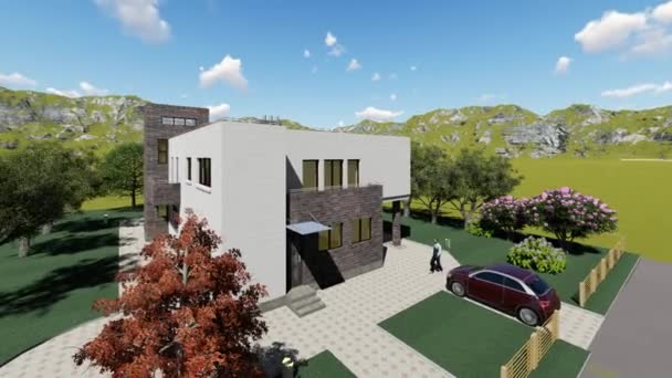 Le projet d'une maison résidentielle pour une famille de 4 personnes avec l'emplacement du bureau au rez-de-chaussée. rendu 3D
 - Séquence, vidéo
