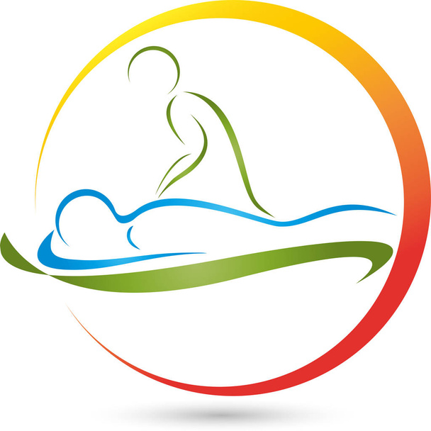 Dos personas, masaje, ortopedia, quiropráctico, logo
 - Vector, imagen