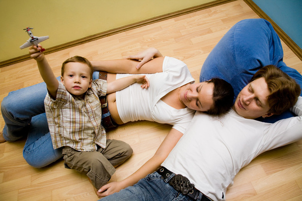 Family on a floor - Foto, Imagem