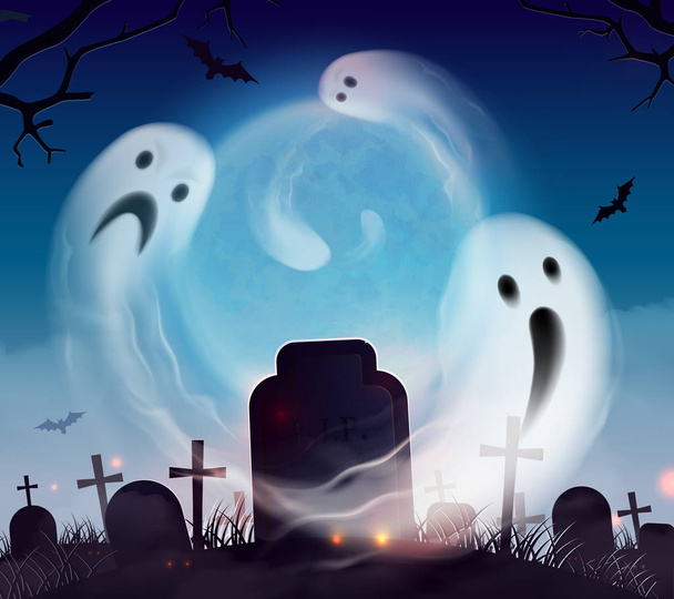 Hayaletler Cadılar Bayramı gerçekçi  - Vektör, Görsel
