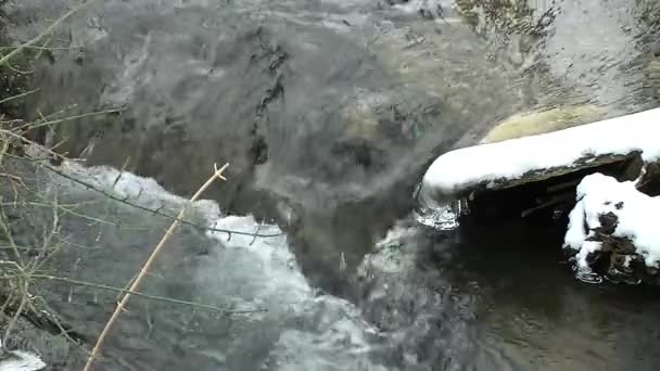Little icy creek through the snowy country - Footage, Video