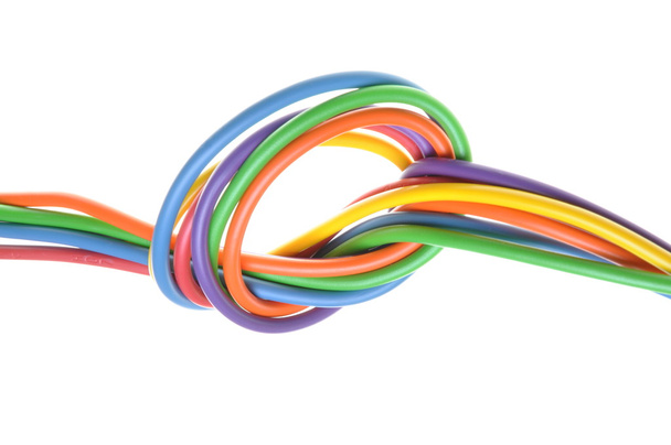 Os fios coloridos elétricos com nó
 - Foto, Imagem