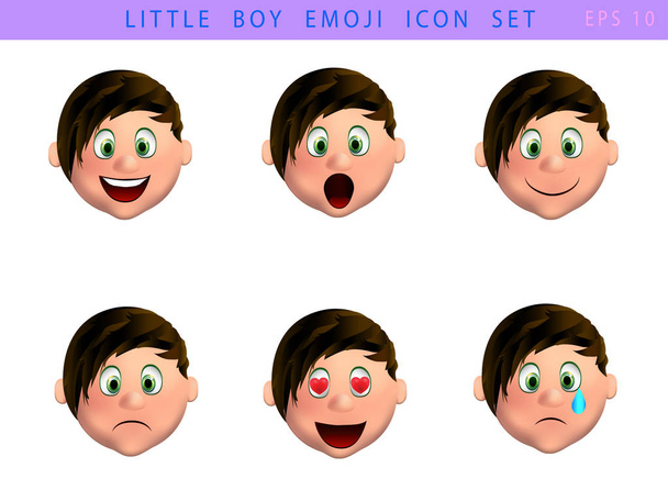 Mosolyogj, Emotikonok. 3D Emoji hangulatjelek ikonok beállítva. Vektorillusztráció - Fotó, kép