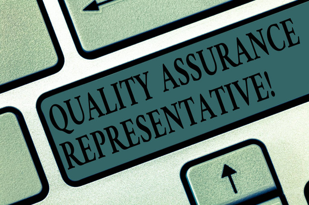 Word writing text Quality Assurance Representative. Business concept for Develops and implements quality control Keyboard key Intention to create computer message pressing keypad idea. - Photo, Image