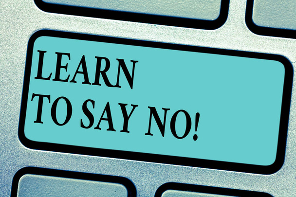 Концептуальный почерк показывает, как научиться говорить "нет". Не стесняйтесь сказать, что вы не хотите сделать что-то клавиша клавиатуры Намерение создать идею компьютерного сообщения
 - Фото, изображение