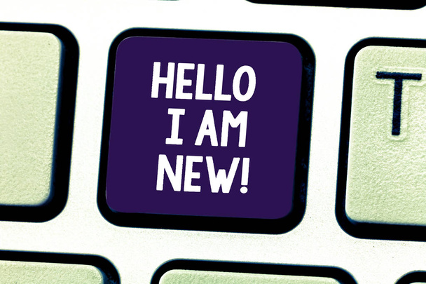 A Word a szöveg írása Hello, én új vagyok. Üzleti koncepció bevezetése magát az ismeretlen találat újszülött-ban a csapat billentyű szándékát, hogy hozzon létre a számítógép üzenetet, nyomja meg a billentyűzet ötlet. - Fotó, kép